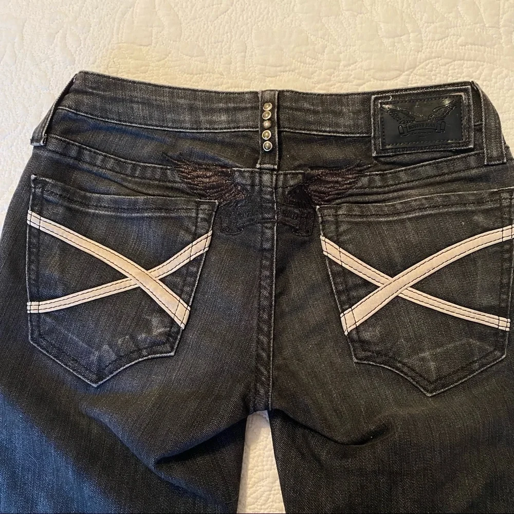 Robin’s Jean Angel Embroidered Leather Trim Bootcut Jeans - 26_2